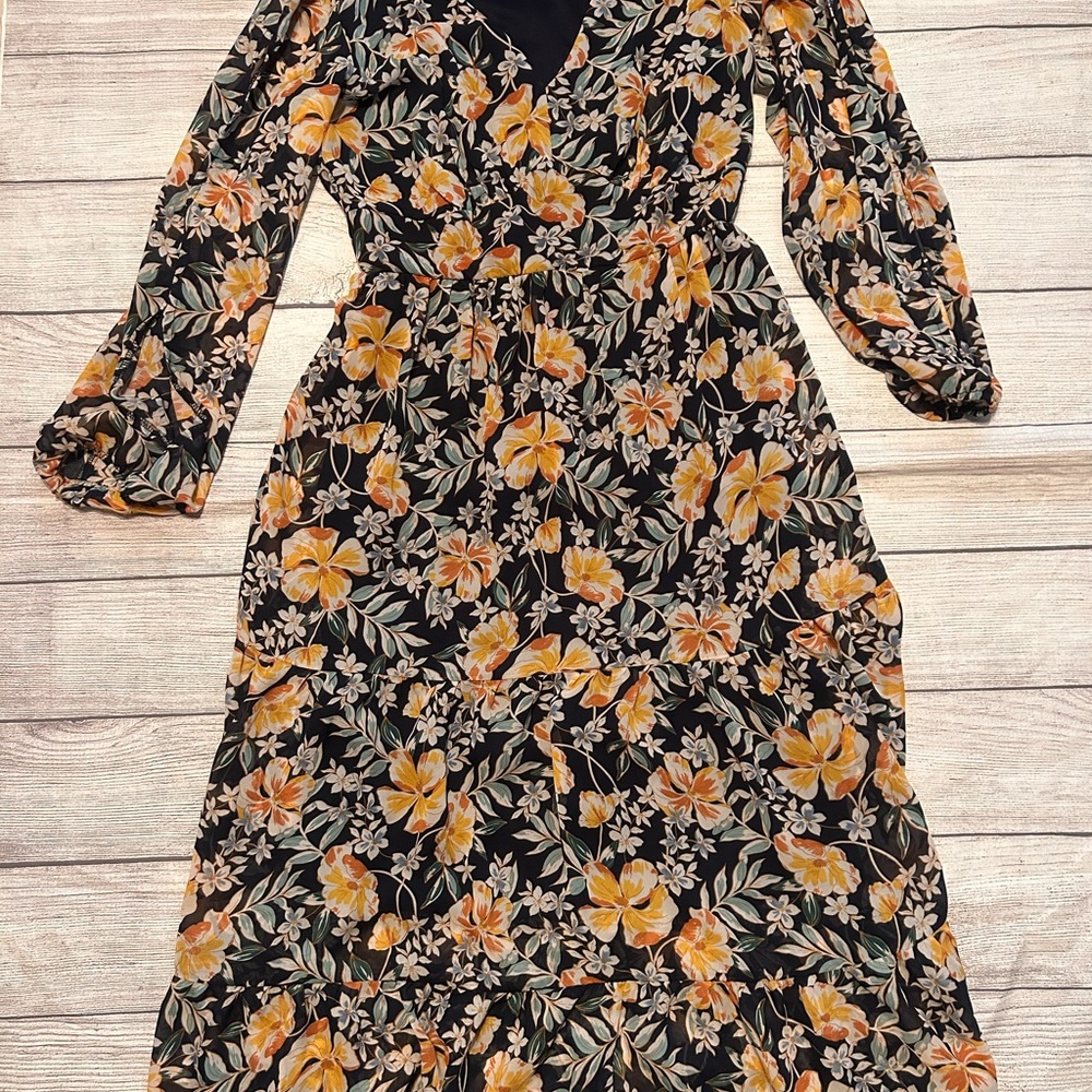 Elegant Floral Long Sleeve Dress